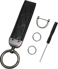 Wristlet Keychain, Leather Keychain, Universal Car Key Holder with 360-Degree Sw