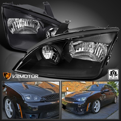 #ad Black Fits 2005 2007 Ford Focus Headlights Lamps Replacement LeftRight 05 07 $78.38