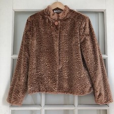 Draper's & Damon's faux fur floral embossed cropped jacket copper rose gold