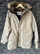 Vintage WOOLRICH Parka Wool Blanket Lined Hood With Coyote Fur Made USA Large