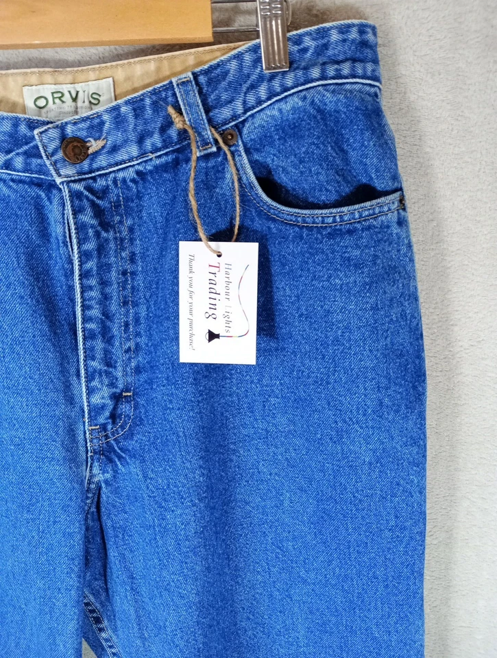 Orvis Jeans Womens UK 16 30 Leg Blue Denim Relaxed Fit Button Fly Designer — 第 3/4 张图片