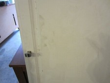 WHITE CABINET DOOR W/4 HINGES, ABOUT 23 1/2  X ABOUT 62  X ABOUT 3/4" ,PICK UP