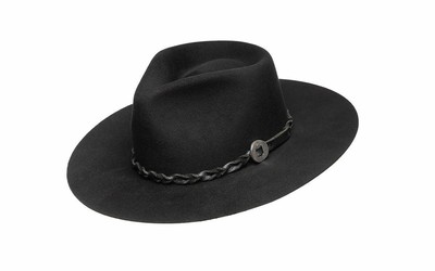 black stiff brim hat