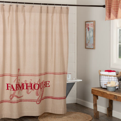 SAWYER MILL Red Farmhouse Living SHOWER CURTAIN 72X72 Fabric 100% Cotton Country - Picture 1 of 2