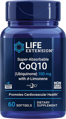 Life Extension Super-Absorbable CoQ10 (Ubiquinone) with d-Limonene  100mg 60 SG
