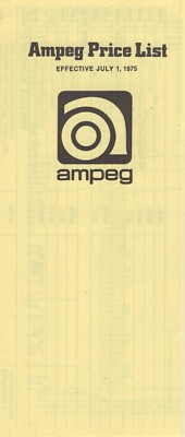 Vintage 1975 Ampeg Tri-Fold Amplifier Pricelist Original Excellent #C1157