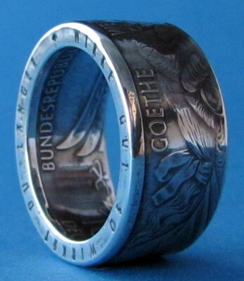 Ring aus 10 D-Mark 1999,Goethe Weimar Schiller...,Größe 60,Silber 925,Handarbeit