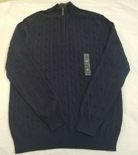 NWT Club Room Mens 1/4 Zip Navy Blue Sweater Size Medium Knit L/S
