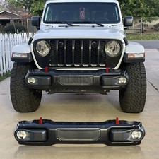 Front Bumper Steel Wled Fog Lights Fit For Jeep Wrangler Gladiator Jl Jt 18-23