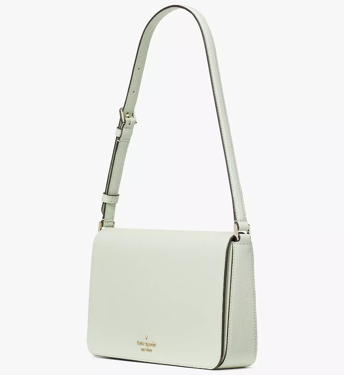 Kate Spade Staci Mint Green Leather Flap Shoulder Bag Olive Purse