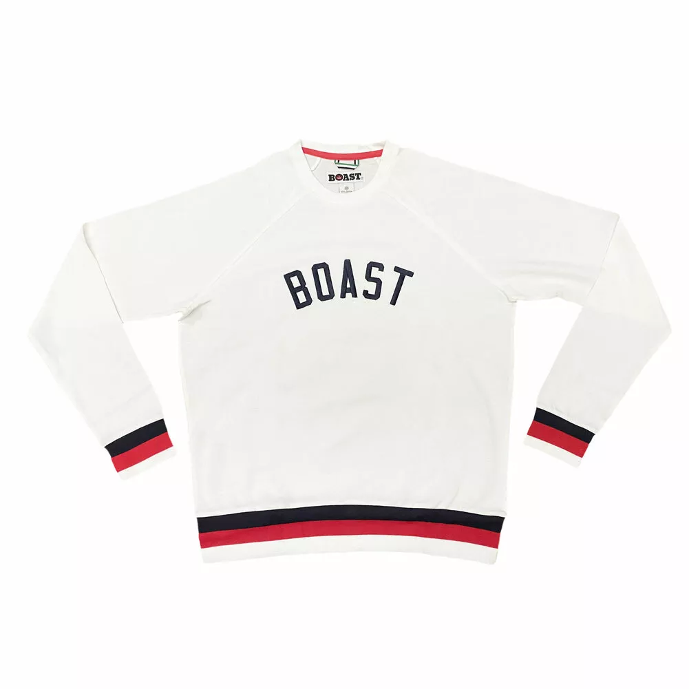 BOAST Men's White Arch Logo Crewneck Sweatshirt $120 NEW