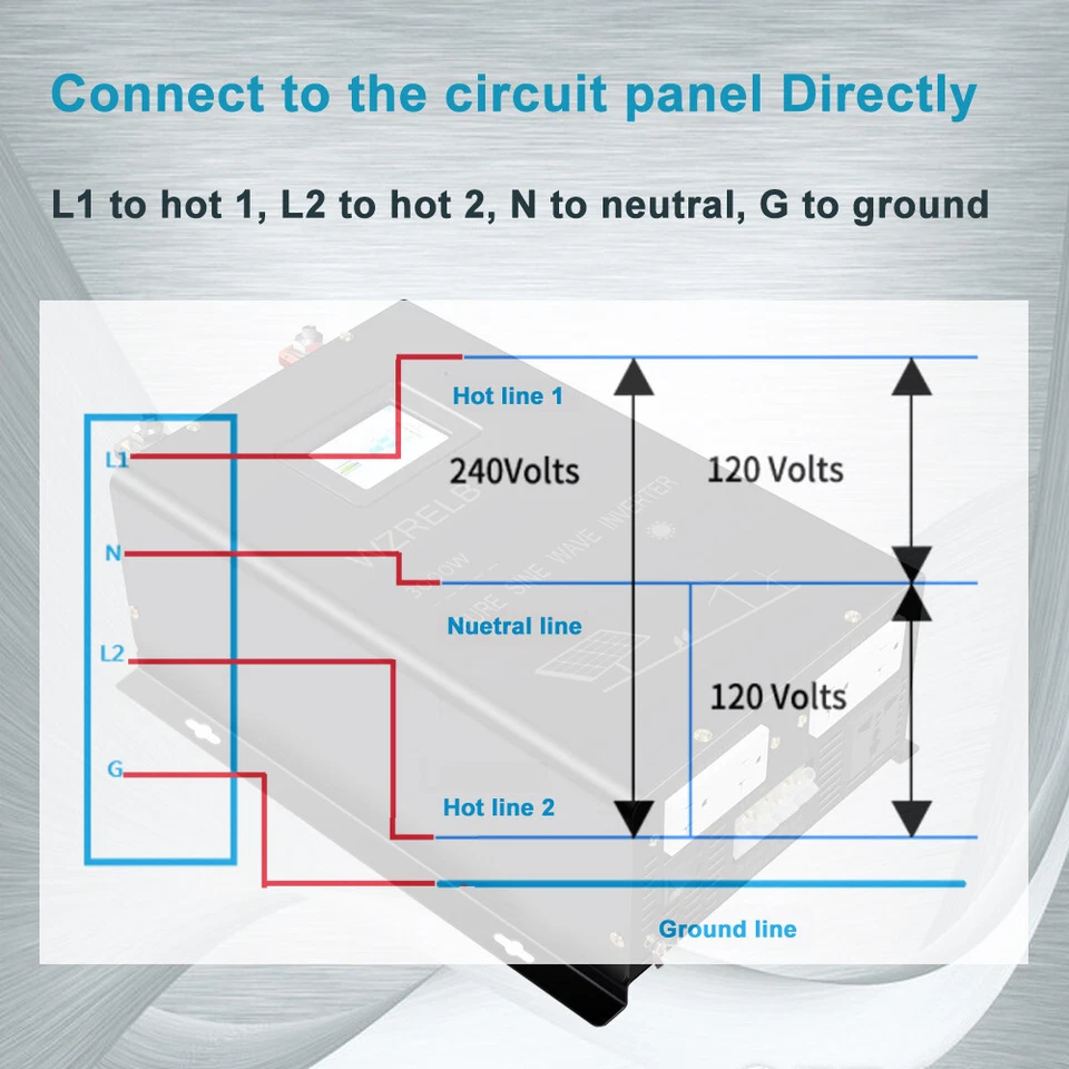 10000W Pure Sine Wave Inverter 48V to 120V 240V Split Phase Solar Home Wired LCD - Image 4 of 4