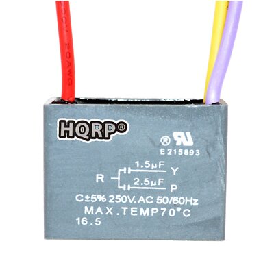 HQRP Capacitor Compatible with Harbor Breeze Ceiling Fan CBB61 1.5uf+2.5uf