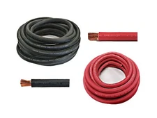 WNI 2/0 Gauge 5 Feet Black 5 Feet Red 2/0 AWG Ultra Flexible Welding Battery ...