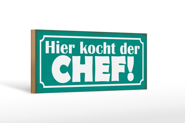 Holzschild Spruch 27X10 Cm Hier Kocht Der Chef Holz Deko Schild Wooden Sign-image