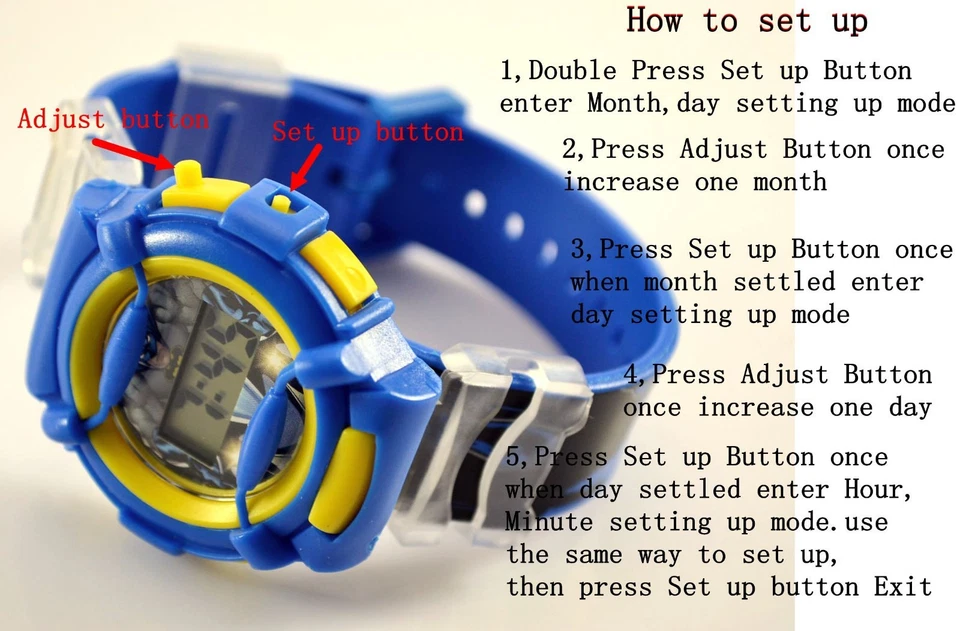 AU Kids Boy Girl Date 12 Hour Digit Quart Wrist Watch Gift Batman Princess Hero - image 3 of 4