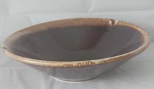 Vintage USA Pottery Mid Century Brown Drip Glaze Stoneware Bowl 8.5" Dia 