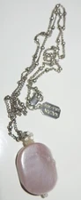 Estate Sterling KALAN USA double sided Stone Pendant Great Chain Necklace
