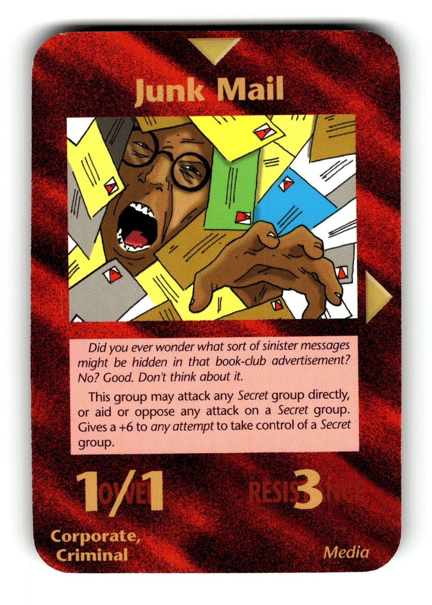 Junk Mail Card Limited INWO Illuminati New World Order Game | eBay