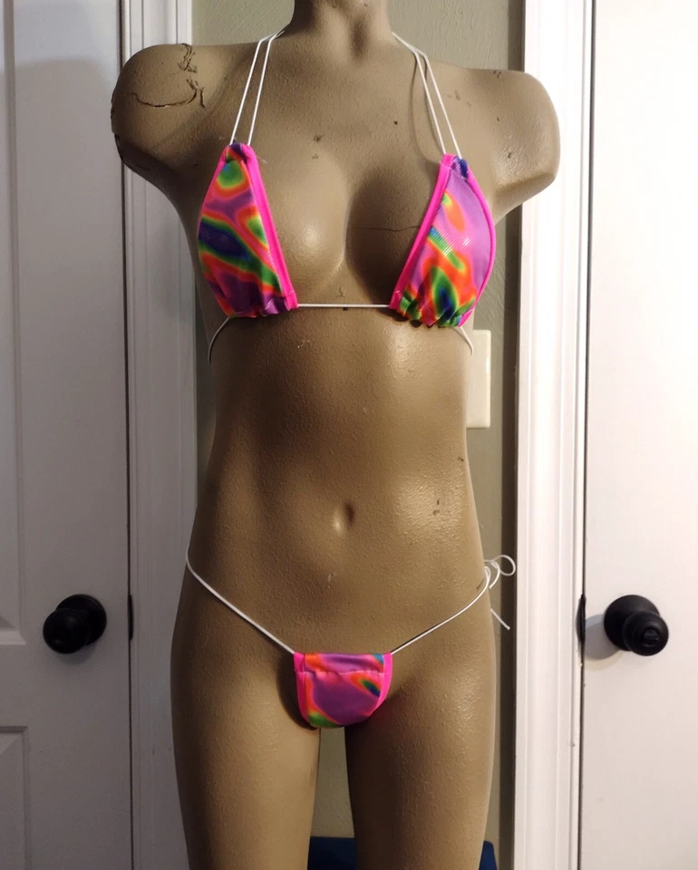 Lote de 3 conjuntos de bailarina exótica, stripper mini bikini Gogo Dance Club Wear Foto 3 de 4