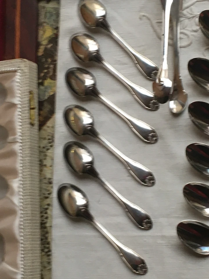 JUEGO EXPRESSO PLATA 950 CHRISTOFLE CARDEILHAC FRANCÉS VINTAGE. PATRÓN DE CARCASA Foto 3 de 4