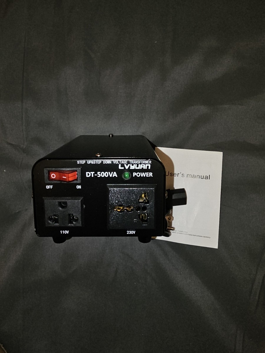 Transformateur Abaisseur De Tension LVYUAN 500VA - Convertit 230V En 110V, Couleur Noire, Testé