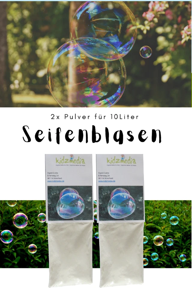 Riesenseifenblasen 2x Pulver 10L Seifenblasenlösung Zauberpulver glutenfrei