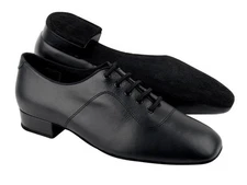  Men's Ballroom Dance Shoes Black Leather 1 inch Standard and Smooth Very Fine 