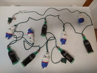 Vintage COCA COLA Bottles & Bears 10 Foot String Lights *WORKS-TESTED-PICTURES*