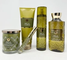 5 Pc Set Bath & Body Works FREE AS A FLOWER Mist Cream Wash Perfume Candle NEW