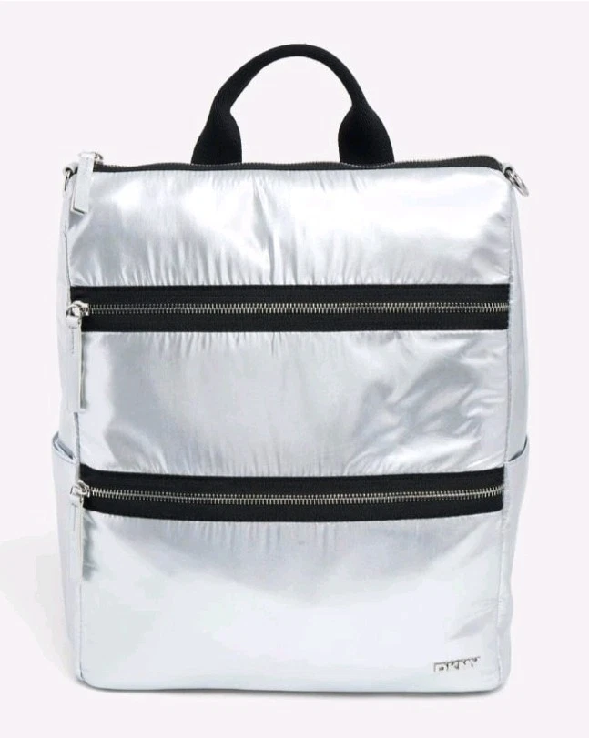 DKNY Shiny Metallic Logo Large Travel Backpack Silver New RRP £220.00
Opens in a new window or tab