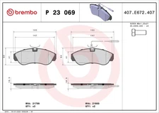 P 23 069 Brembo brake pad set, disc brake for Citroen, Fiat, Peugeot
