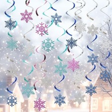 24 Pcs Snowflake Decorations Winter Snowflake Hanging Swirl 24pcs-4.7in