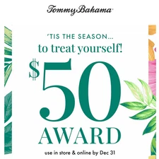 Tommy Bahama Gift / Promo / Award card $50 off $100+ purchase online/store