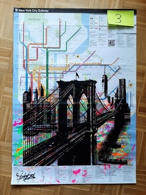 Art on Subway Map, BROOKLYN BRIDGE - FARBIG, 82 cm x 60 cm*NEU*TOP*NEU*