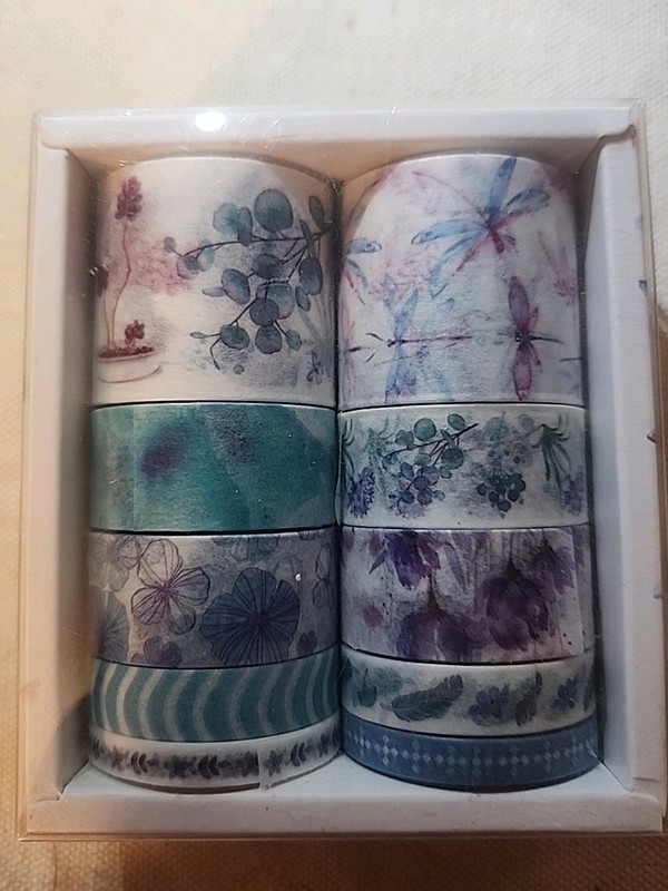 Gorgeous lot of 10 turquoise purple floral dragonflies , washi masking tape !!