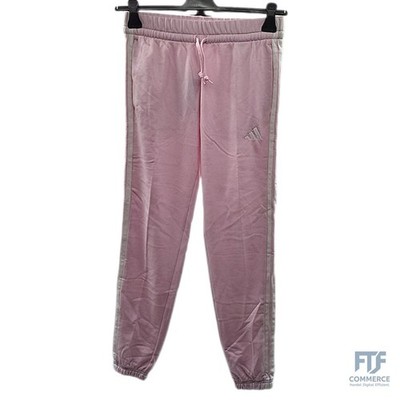 adidas Damen Essentials S 3-Stripes French Terry Cuffed Pants, Clear Pink/White,