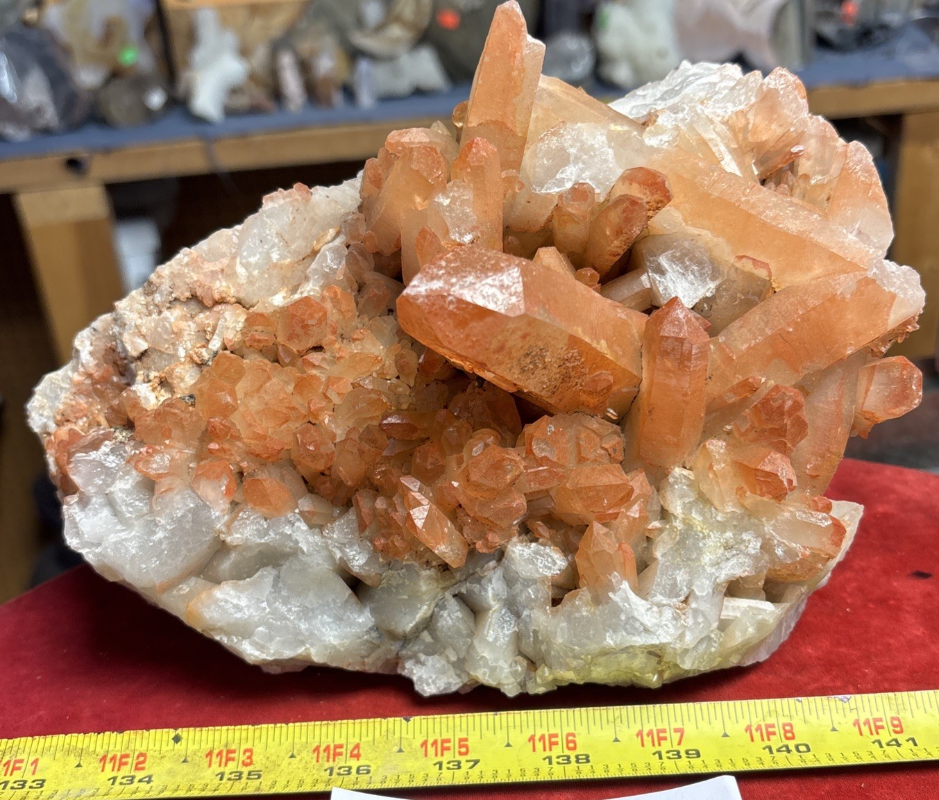 Natural red hematoid quartz cluster 120.88 Ounces