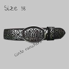 Belt Leather Cincelado Corte Laser Cowboy Cintur n Vaquero Cinto Ranchero Size38