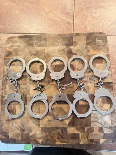 Lot Of 5 Police Handcuffs Peerless Model 300 With Keys