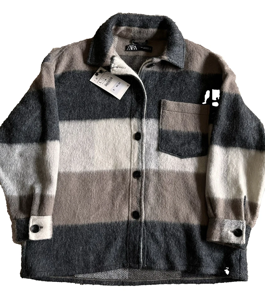 Chaqueta Zara con flecos a cuadros talla L mezcla de lana flecos occidentales Yellowstone Foto 3 de 4