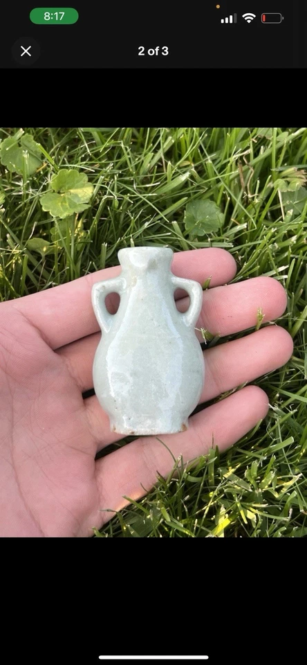 Antigua botella de tabaco Celadon de cerámica china del siglo XIX Foto 3 de 4