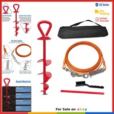 Dog Tie Out Stake 30ft Cable 360 No Tangle Heavy Duty Steel Spiral Anchor with