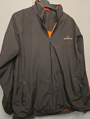 Herren Schwarz & Orange Quechua Windbreaker Jacke Größe Large 40 Zoll Brustumfang