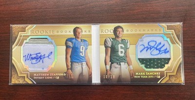 Matthew Stafford / Sanchez 2009 Exquisite Rookie Bookmark Patch Auto LTD #10/10