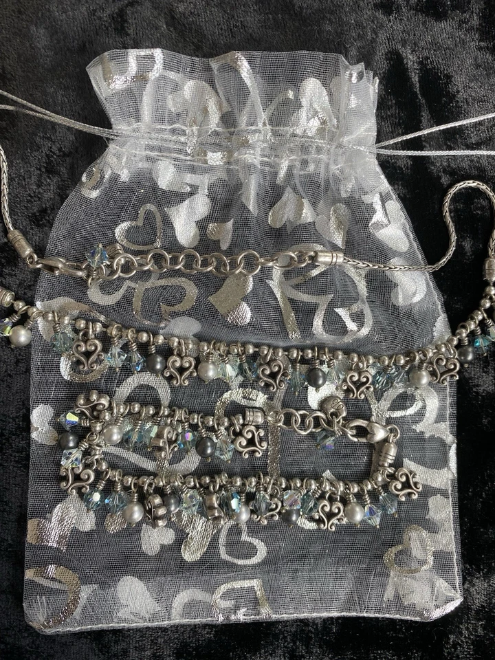 Брайтон Канны серебро покрытием синий кристалл жемчуг подвеской браслет и ожерелье - Изображение 3 из 4