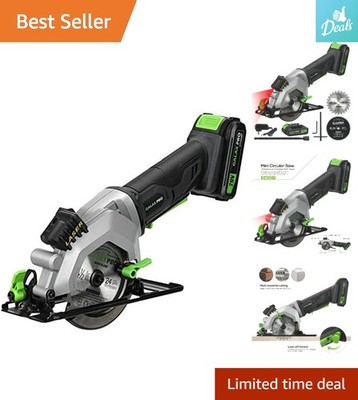 Ergonomic Cordless Circular Saw - 4-1/2'', Dual Blades, and Precision Laser Guide