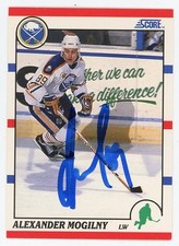 Alexander Mogilny-Signed 1990 Score #43 Trading Card (Sabres)