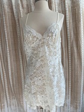 Vintage Victoria  s Secret White Lace Chemise Slip Dress  Size L  Valentines