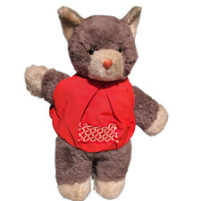 RARE Vintage Steiff Dossy Cat Standing Kitten w/Ear Tag 16" Red Dress 1970